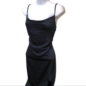 Navy Silk Slip Dress